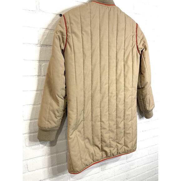 MAXONE Vintage Tan Quilted Spring Jacket Size Med- Large } Deep Pockets - Picture 8 of 10
